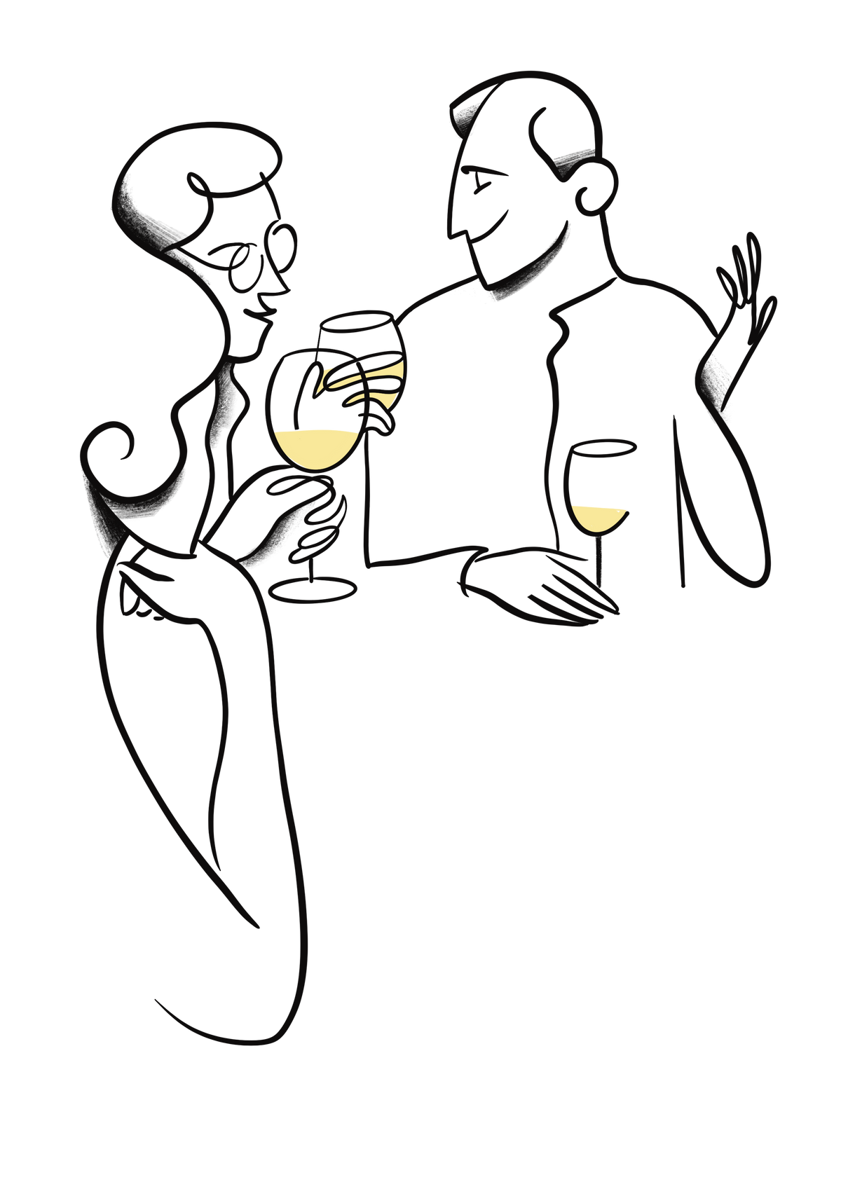Two people enjoying a glass of wine together
